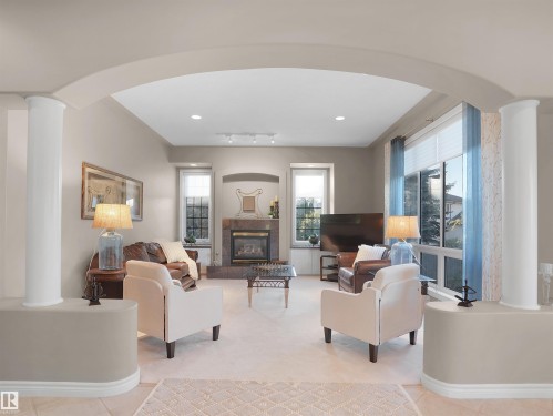 255 Wilson Lane, Edmonton, AB - Indoor Photo Showing Living Room With Fireplace