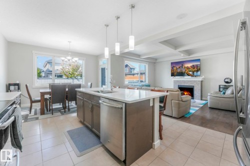 1948 78 Street, Edmonton, AB - Indoor Photo Showing Kitchen With Fireplace With Upgraded Kitchen