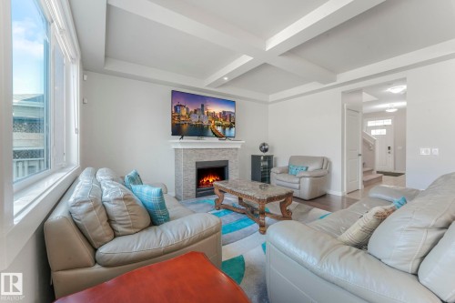 1948 78 Street, Edmonton, AB - Indoor Photo Showing Living Room With Fireplace