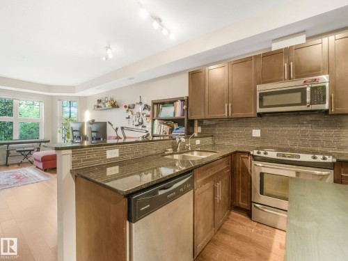 217 10811 72 Avenue, Edmonton, AB - Indoor Photo Showing Kitchen With Double Sink