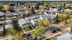 Aerial perspective of suburban area - 