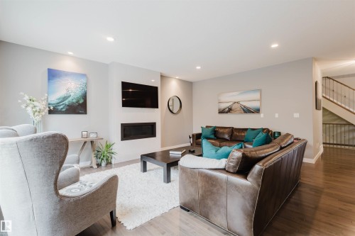 2117 69A Street, Edmonton, AB - Indoor Photo Showing Living Room With Fireplace