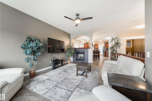 60 Huntington Crescent, Spruce Grove, AB - Indoor Photo Showing Living Room With Fireplace