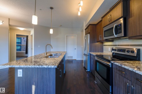 117 10523 123 Street, Edmonton, AB - Indoor Photo Showing Kitchen With Stainless Steel Kitchen With Double Sink With Upgraded Kitchen