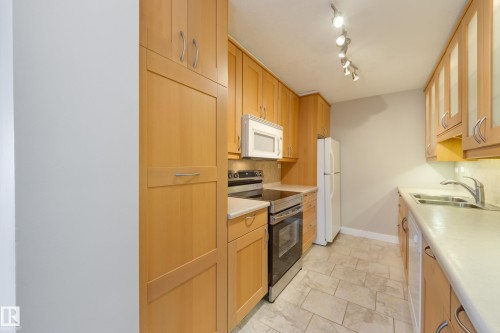 1503 12303 Jasper Avenue, Edmonton, AB - Indoor Photo Showing Kitchen With Double Sink