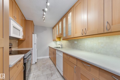 1503 12303 Jasper Avenue, Edmonton, AB - Indoor Photo Showing Kitchen With Double Sink