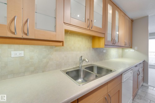 1503 12303 Jasper Avenue, Edmonton, AB - Indoor Photo Showing Kitchen With Double Sink