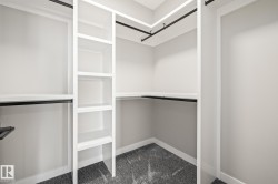 Walk in closet with dark colored carpet - 