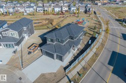 Aerial perspective of suburban area - 