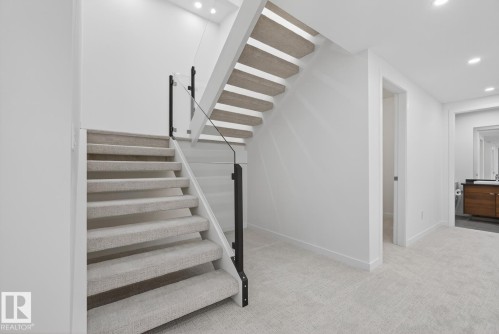 Stairs featuring carpet floors and recessed lighting - 14502 103 Avenue, Edmonton, AB - Indoor Photo Showing Other Room