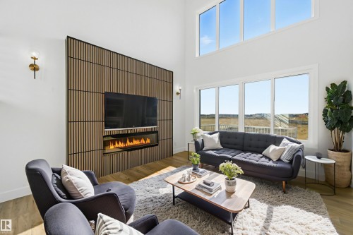 95 Edgefield Way, St. Albert, AB - Indoor Photo Showing Living Room With Fireplace