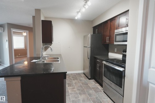 313 3211 James Mowatt Trail, Edmonton, AB - Indoor Photo Showing Kitchen With Double Sink