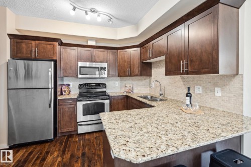 402 10524 77 Avenue, Edmonton, AB - Indoor Photo Showing Kitchen With Double Sink