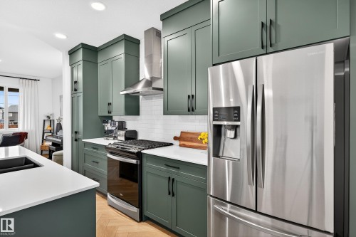 3847 Chrustawka Place, Edmonton, AB - Indoor Photo Showing Kitchen With Stainless Steel Kitchen With Double Sink With Upgraded Kitchen