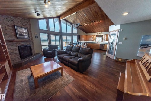 5123 51 Avenue, Rural Lac Ste. Anne County, AB - Indoor Photo Showing Living Room With Fireplace