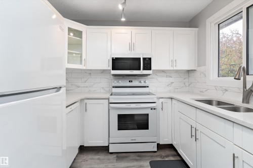 3214 71 Street, Edmonton, AB - Indoor Photo Showing Kitchen With Double Sink