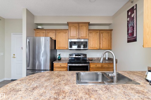 408 14259 50 Street, Edmonton, AB - Indoor Photo Showing Kitchen With Double Sink