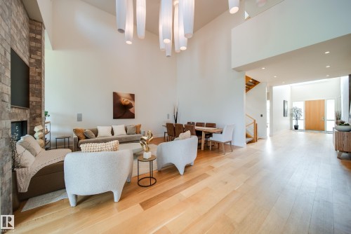 705 Howatt Drive, Edmonton, AB - Indoor Photo Showing Living Room With Fireplace
