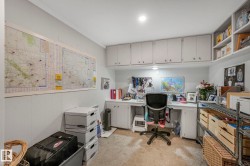 Office featuring light colored carpet - 