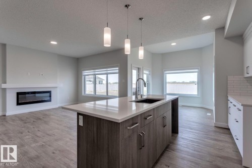 19011 20 Avenue, Edmonton, AB - Indoor Photo Showing Kitchen With Fireplace