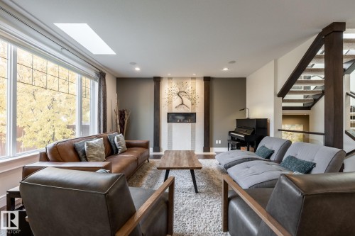 75 Nadine Way, St. Albert, AB - Indoor Photo Showing Living Room With Fireplace