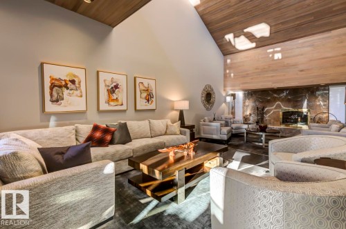 15415 Rio Terrace Drive, Edmonton, AB - Indoor Photo Showing Living Room With Fireplace