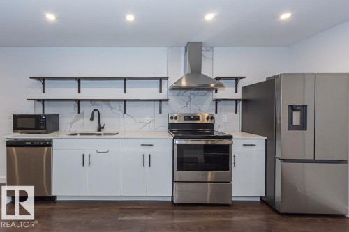 9740 152 Street, Edmonton, AB - Indoor Photo Showing Kitchen With Double Sink
