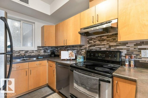 405 10606 102 Avenue, Edmonton, AB - Indoor Photo Showing Kitchen With Double Sink