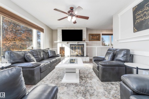 14815 78 Street, Edmonton, AB - Indoor Photo Showing Living Room With Fireplace