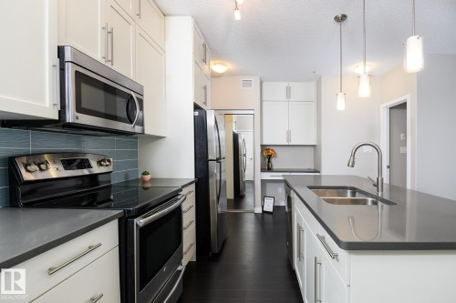 406 1144 Adamson Drive, Edmonton, AB - Indoor Photo Showing Kitchen With Stainless Steel Kitchen With Double Sink With Upgraded Kitchen