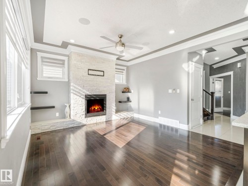 2612 Adam Court, Edmonton, AB - Indoor Photo Showing Living Room With Fireplace