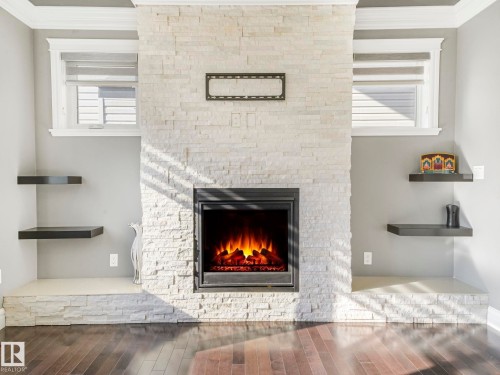 2612 Adam Court, Edmonton, AB - Indoor Photo Showing Living Room With Fireplace