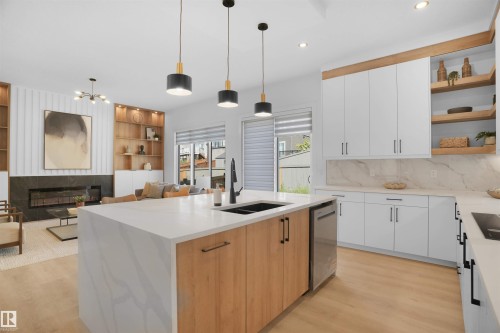 1160 Gyrfalcon Crescent, Edmonton, AB - Indoor Photo Showing Kitchen With Double Sink With Upgraded Kitchen