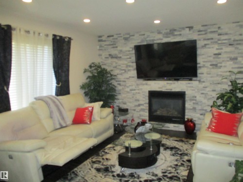 14043 134 Street, Edmonton, AB - Indoor Photo Showing Living Room With Fireplace