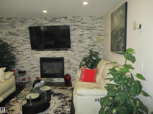 14043 134 Street, Edmonton, AB - Indoor Photo Showing Living Room With Fireplace