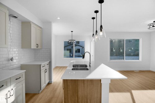 909 19 Avenue, Edmonton, AB - Indoor Photo Showing Kitchen With Double Sink With Upgraded Kitchen