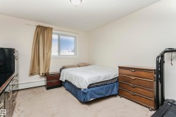 Bedroom with light colored carpet, a baseboard radiator, and a textured ceiling - 
