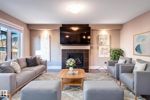 623 176 Street, Edmonton, AB - Indoor Photo Showing Living Room With Fireplace