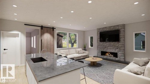 11121 51 Street, Edmonton, AB - Indoor Photo Showing Living Room With Fireplace