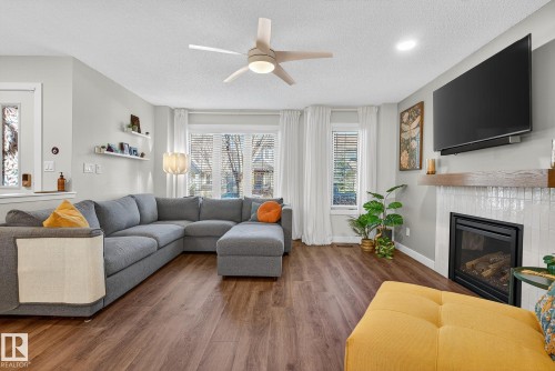 2465 Austin Crescent, Edmonton, AB - Indoor Photo Showing Living Room With Fireplace