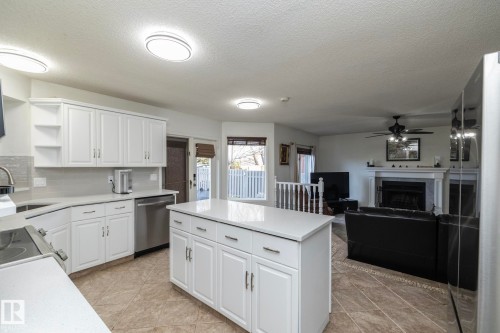 12 Elsinore Place, Edmonton, AB - Indoor Photo Showing Kitchen With Fireplace