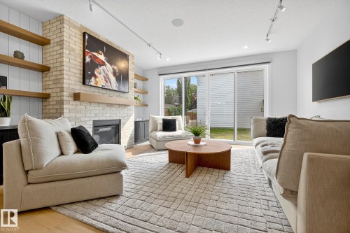 9721 96 Street, Edmonton, AB - Indoor Photo Showing Living Room With Fireplace