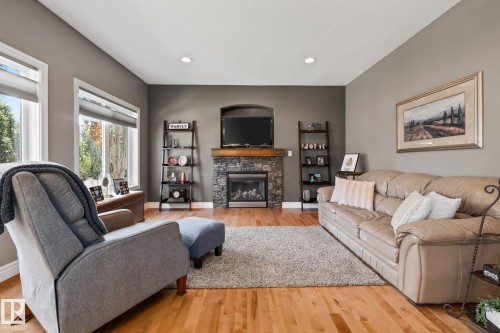 39 Hillside Terrace, Fort Saskatchewan, AB - Indoor Photo Showing Living Room With Fireplace