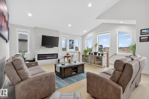 17 Evermore Crescent, St. Albert, AB - Indoor Photo Showing Living Room With Fireplace