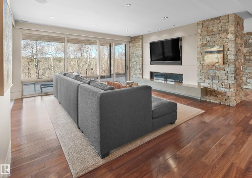 112 Westbrook Drive, Edmonton, AB - Indoor Photo Showing Living Room With Fireplace