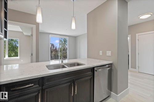 213 11080 Ellerslie Road, Edmonton, AB - Indoor Photo Showing Kitchen With Double Sink