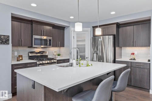 17504 13 Avenue, Edmonton, AB - Indoor Photo Showing Kitchen With Stainless Steel Kitchen With Upgraded Kitchen