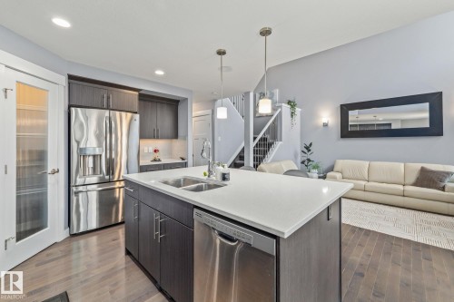 17504 13 Avenue, Edmonton, AB - Indoor Photo Showing Kitchen With Stainless Steel Kitchen With Double Sink With Upgraded Kitchen