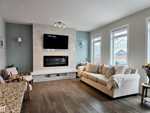 122 Joyal Way, St. Albert, AB - Indoor Photo Showing Living Room With Fireplace