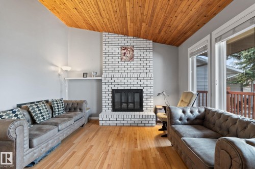 4828 17 Ave, Edmonton, AB - Indoor Photo Showing Living Room With Fireplace